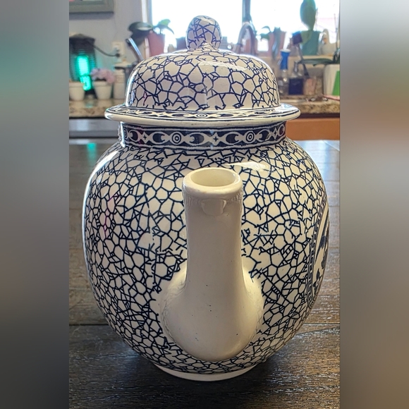 Adams Blue and White Ceramic Teapot - Picture 3 of 11